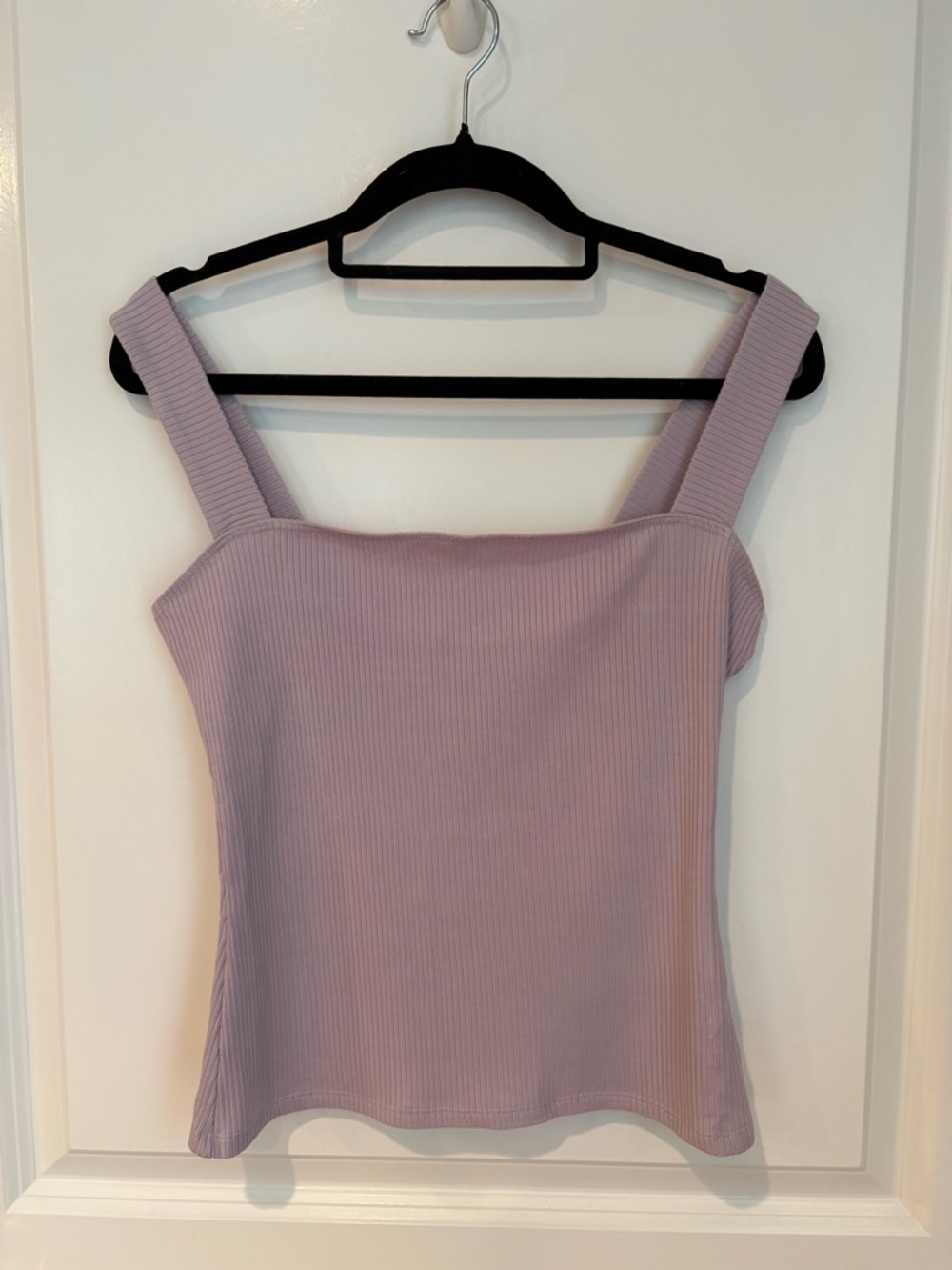 Reformation Ribbed Square-Neck Tank in Lavender